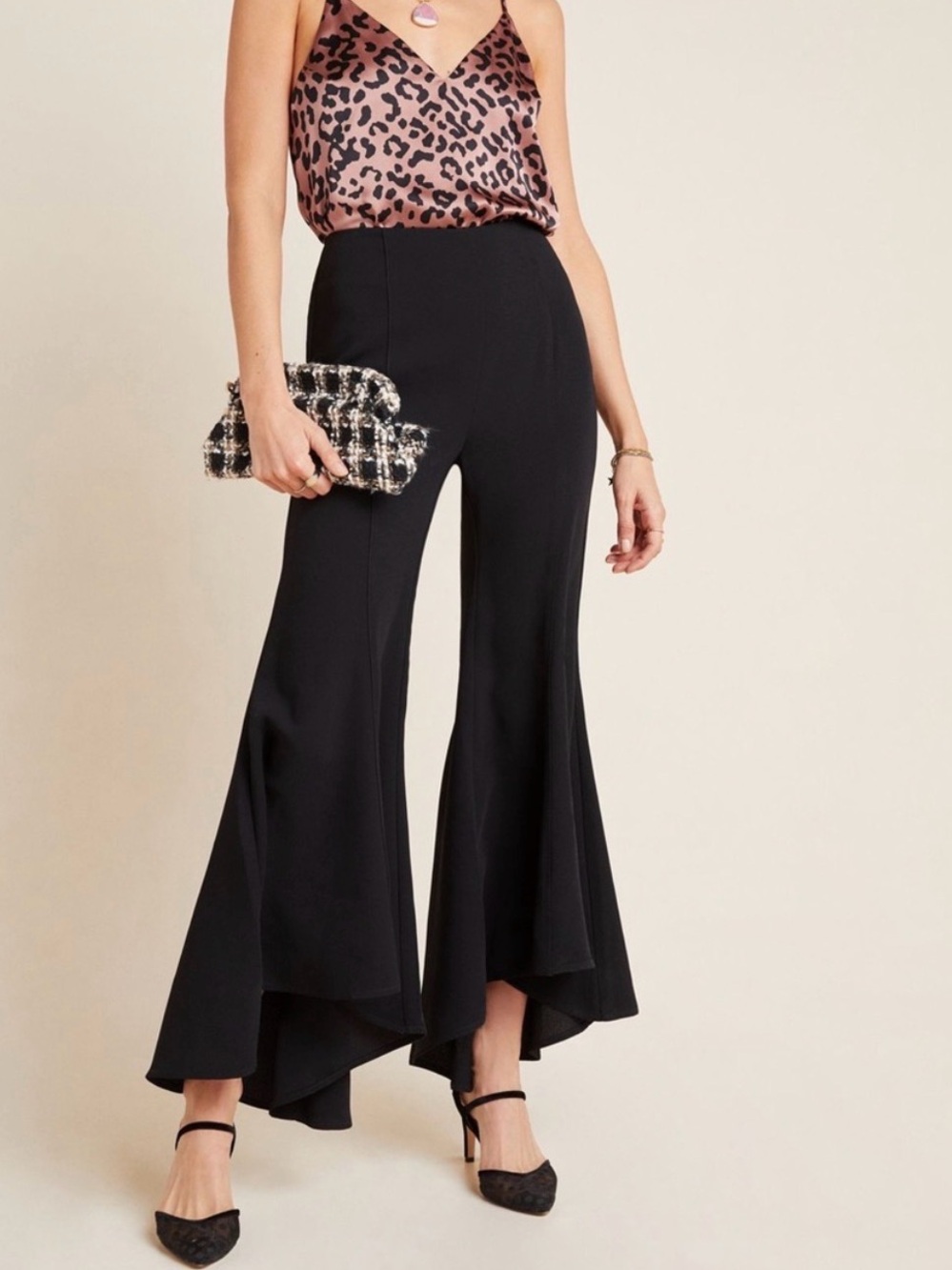 Anthropologie zinnia flare trouser pants black size 0 new with tags